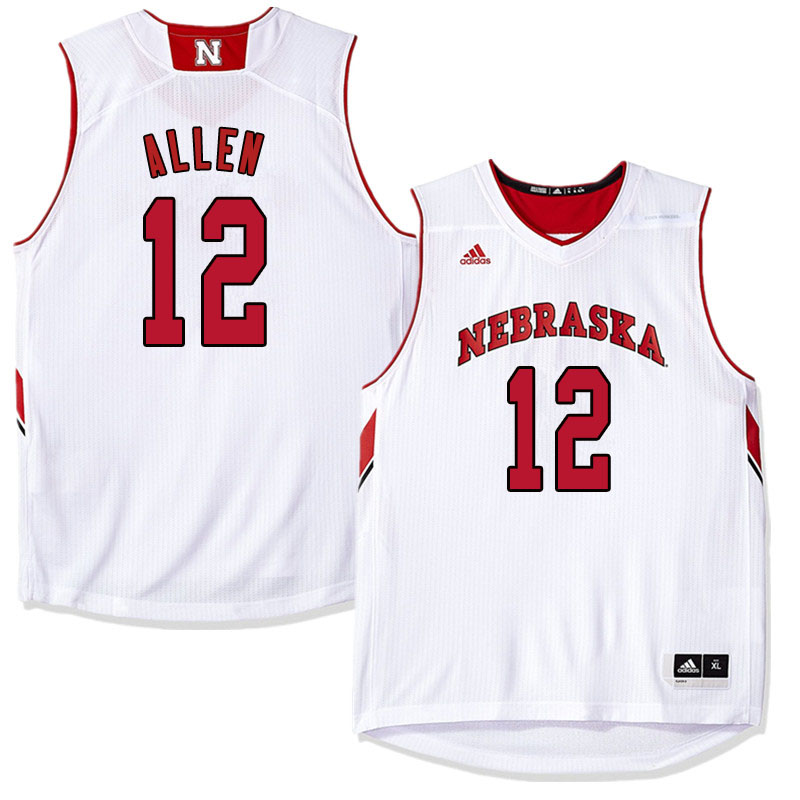 Men Nebraska Cornhuskers #12 Thomas Allen College Basketball Jersyes Sale-White